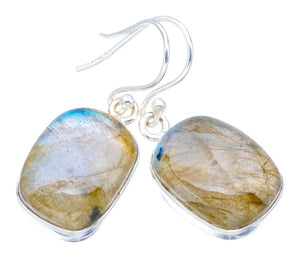 StarGems  Natural Labradorite Handmade 925 Sterling Silver Earrings 1.25" F5773