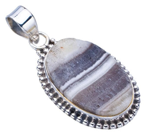 StarGems  Natural Zebra Calcite Handmade 925 Sterling Silver Pendant 1.5" F4559