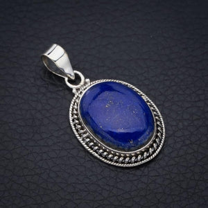 StarGems  Natural Lapis Lazuli Handmade 925 Sterling Silver Pendant 1.5" F5371