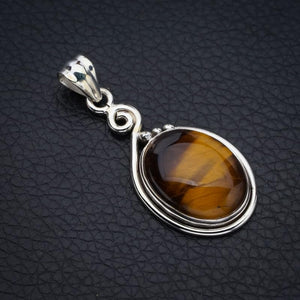 StarGems  Natural Tiger Eye Handmade 925 Sterling Silver Pendant 1.75" F4094