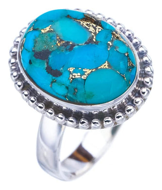 StarGems  Natural Copper Turquoise Handmade 925 Sterling Silver Ring 8.75 F2217