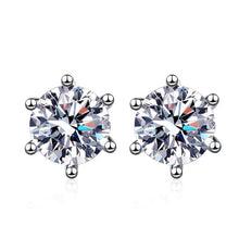 StarGems 0.5ct Moissanite 925 Silver Platinum Plated Six-Prong Classical Stud B4681