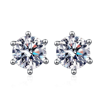 StarGems 0.5ct Moissanite 925 Silver Platinum Plated Six-Prong Classical Stud B4681