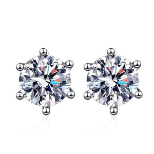 StarGems 0.5ct Moissanite 925 Silver Platinum Plated Six-Prong Classical Stud B4681