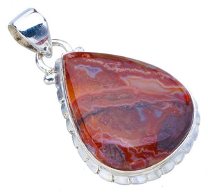 StarGems  Natural Crazy Lace Agate Handmade 925 Sterling Silver Pendant 1.5" F4431