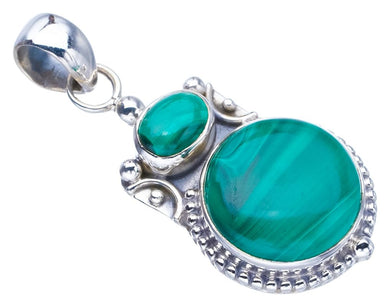 StarGems® Natural Malachite Handmade 925 Sterling Silver Pendant 1.5