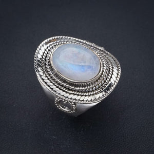 StarGems® Natural Moonstone Handmade 925 Sterling Silver Ring 9.75 F2528