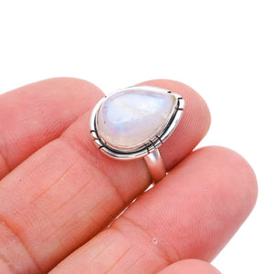 StarGems® Natural Moonstone Handmade 925 Sterling Silver Ring 5 F0714