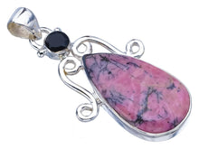 StarGems  Natural Rhodonite Black OnyxHandmade 925 Sterling Silver Pendant 1.75" F3593