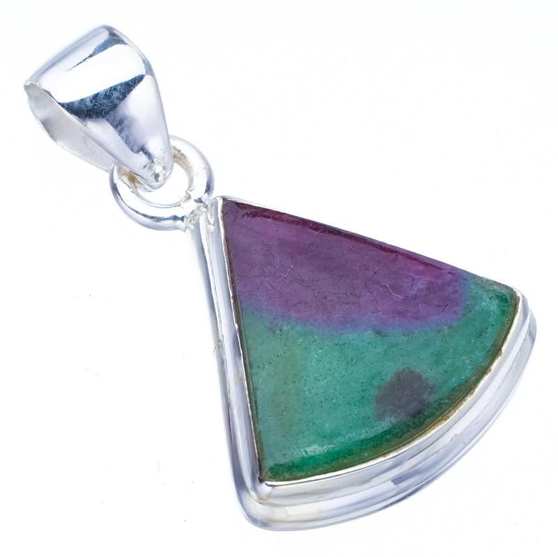 StarGems  Natural Ruby Zoisite Handmade 925 Sterling Silver Pendant 1.25