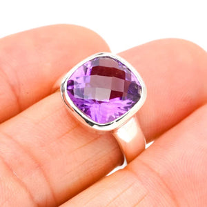 StarGems  Natural Amethyst Handmade 925 Sterling Silver Ring 6.25 E9233