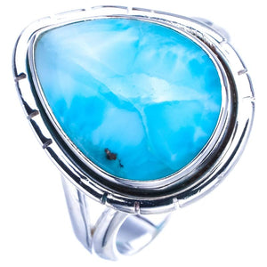 StarGems  Natural Larimar Handmade 925 Sterling Silver Ring 8.25 F0283