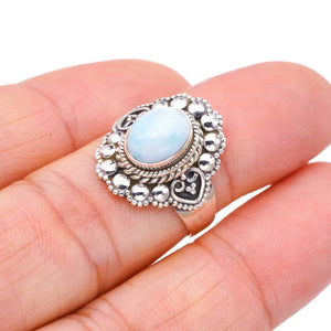 StarGems  Natural Larimar Handmade 925 Sterling Silver Ring 7.25 F2785