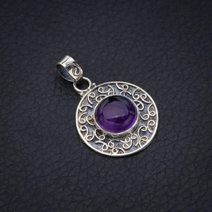 StarGems® Natural Amethyst Handmade 925 Sterling Silver Pendant 1.25" F5356