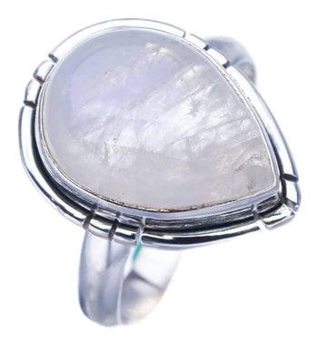 StarGems  Natural Moonstone Handmade 925 Sterling Silver Ring 6 F2535