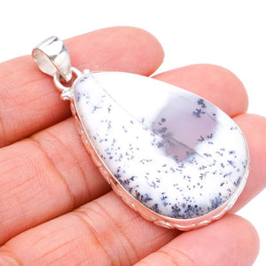 StarGems  Natural Dendritic Opal Handmade 925 Sterling Silver Pendant 2" F3836