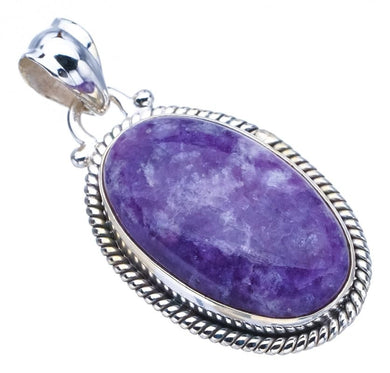 StarGems  Natural Purple Lepidolite Handmade 925 Sterling Silver Pendant 1.5