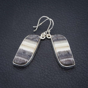 StarGems  Natural Zebra Calcite Handmade 925 Sterling Silver Earrings 1.75" F5539