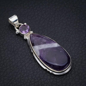 StarGems  Natural Chevron Amethyst Amethyst Handmade 925 Sterling Silver Pendant 2" F5175