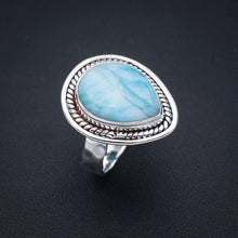 StarGems  Natural Larimar Hammered Handmade 925 Sterling Silver Ring 7.75 F1402