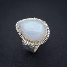 StarGems® Natural Moonstone Hammered Handmade 925 Sterling Silver Ring 8.75 F2572