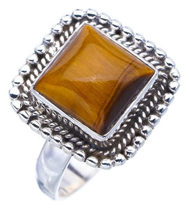 StarGems  Natural Tiger Eye Handmade 925 Sterling Silver Ring 8.5 F1128