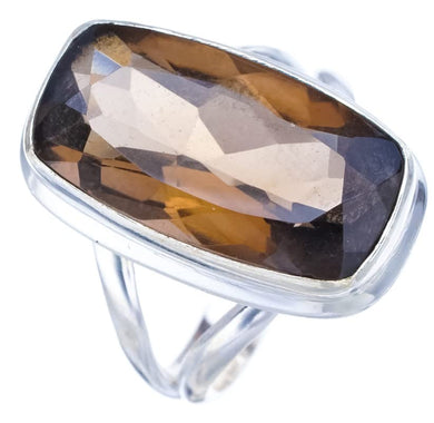 StarGems  Natural Smoky Quartz Handmade 925 Sterling Silver Ring 6.25 F1926