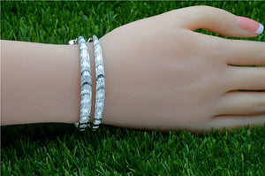 StarGems  Adjustable Full of Stars Handmade 999 Sterling Silver Bangle Bracelet For Women Cb0226