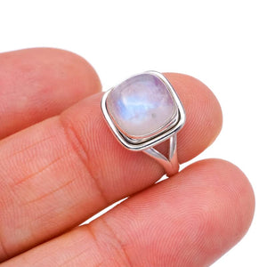 StarGems  Natural Moonstone Handmade 925 Sterling Silver Ring 5 F2598