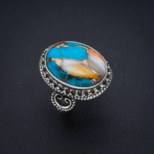 StarGems  Natural Copper Chalcedony Handmade 925 Sterling Silver Ring 7.25 F1158