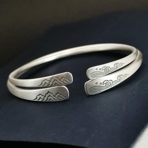 StarGems® Opening Solemn Pledge of Love Handmade 925 Sterling Silver Bangle Bracelet For Women Cb0279