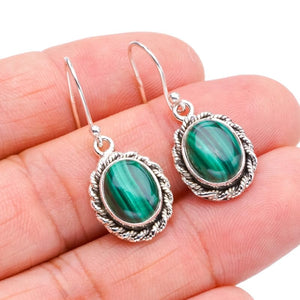 StarGems® Natural Malachite Handmade 925 Sterling Silver Earrings 1.25" F5640