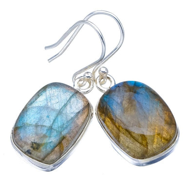 StarGems® Natural Labradorite Handmade 925 Sterling Silver Earrings 1.25