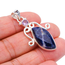 StarGems  Natural Sodalite Amethyst Handmade 925 Sterling Silver Pendant 1.75" F4456