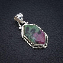 StarGems  Natural Ruby Zoisite Handmade 925 Sterling Silver Pendant 1.5" F4657