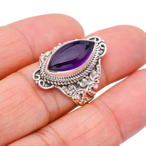 StarGems  Natural Amethyst Handmade 925 Sterling Silver Ring 8 F2832