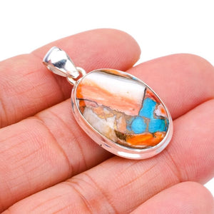 StarGems® Natural Copper Chalcedony Handmade 925 Sterling Silver Pendant 1.5" F3712