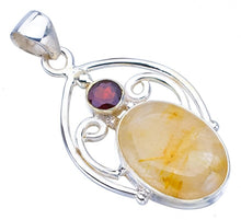 StarGems® Natural Golden Rutile GarnetHandmade 925 Sterling Silver Pendant 1.75" F3940