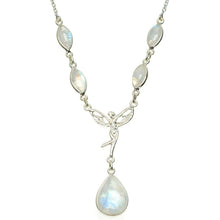 StarGems  Natural Rainbow Moonstone Handmade Unique 925 Sterling Silver Necklace 16.5+1.25" A3182