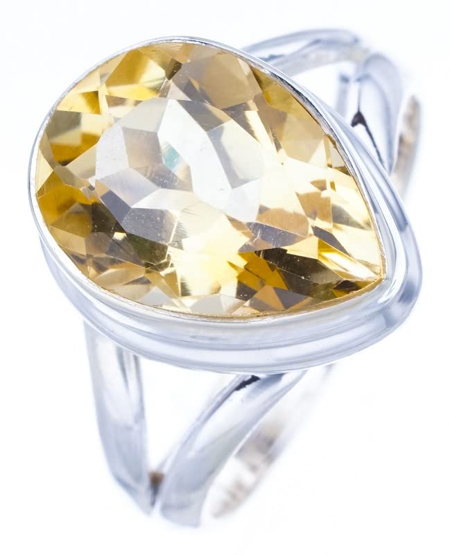 StarGems  Natural Citrine Handmade 925 Sterling Silver Ring 7.25 F0329