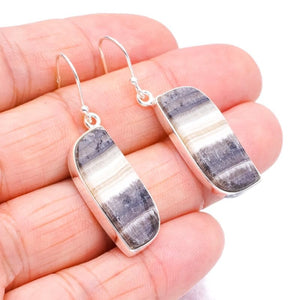 StarGems  Natural Zebra Calcite Handmade 925 Sterling Silver Earrings 1.75" F5539