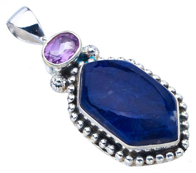 StarGems  Natural Sodalite Amethyst Handmade 925 Sterling Silver Pendant 1.75