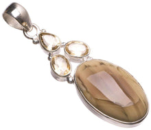 StarGems  Natural Imperial Jasper and Citrine Handmade Vintage 925 Sterling Silver Pendant 2" T1025