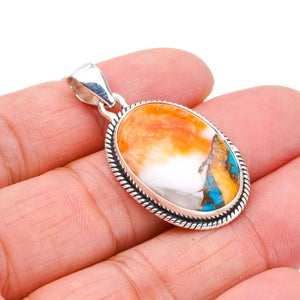 StarGems  Natural Copper Chalcedony Handmade 925 Sterling Silver Pendant 1.5" F3762