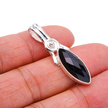 StarGems  Natural Black Onyx Handmade 925 Sterling Silver Pendant 1.5" F4405