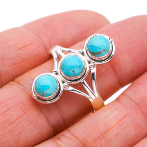 StarGems  Natural Turquoise Handmade 925 Sterling Silver Ring 10.5 F0477