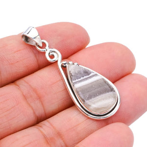 StarGems  Natural Zebra Calcite Handmade 925 Sterling Silver Pendant 1.75" F4574