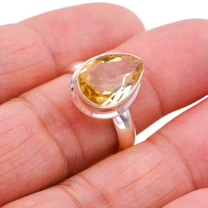 StarGems  Natural Citrine Handmade 925 Sterling Silver Ring 8.5 F0363