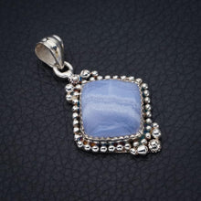 StarGems  Natural Blue Lace Agate Handmade 925 Sterling Silver Pendant 1.5" F4943