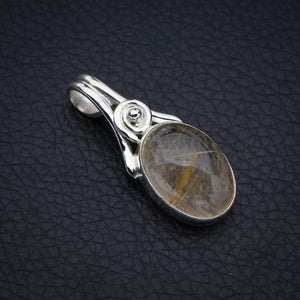 StarGems® Natural Golden Rutile Handmade 925 Sterling Silver Pendant 1.5" F3951